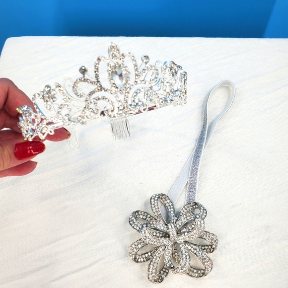 NEW Tiara and headband set with rhinestones - Picture 1 of 10